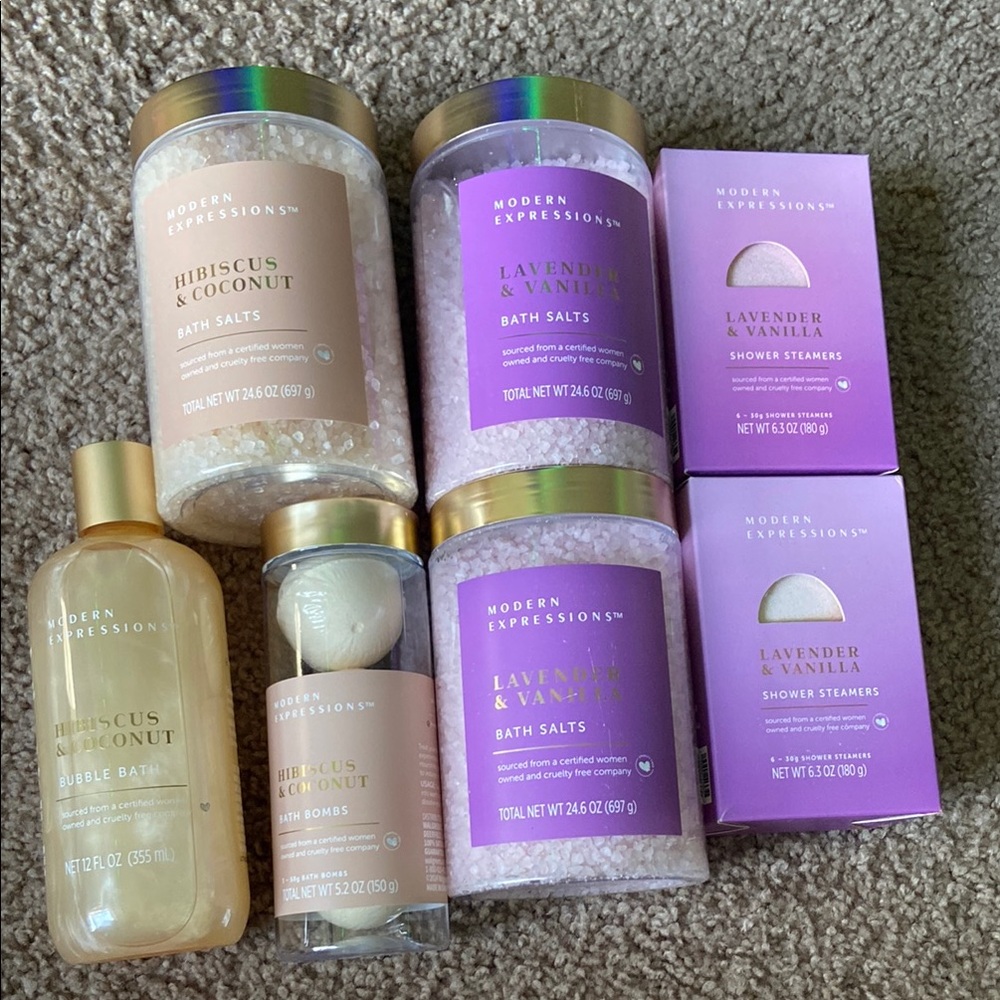 Modern Expressions Lavender & Vanilla/ Hibiscus & Coconut Bath Soak & Bubbles